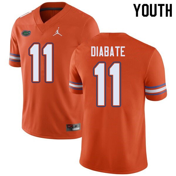 Jordan Brand Youth #11 Mohamoud Diabate Florida Gators College Football Jersey Orange